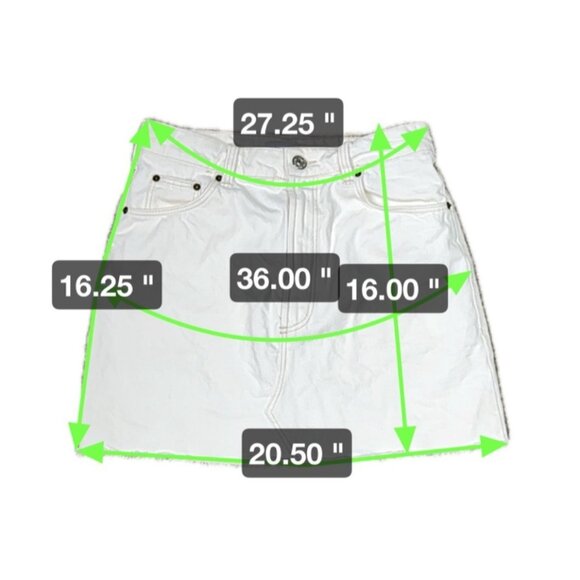 Zara Skirt Womens Medium White Denim Raw Hem Mini Short Distressed Fringe - Picture 5 of 7